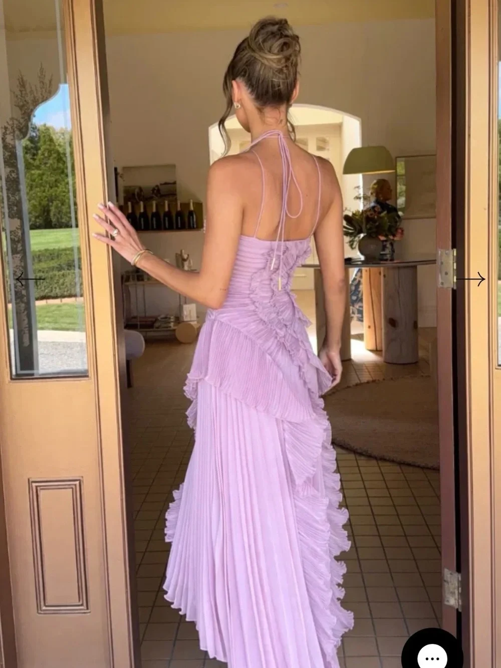 One-Shoulder Lavender Ruffle Maxi Dress - Picture 3 of 10